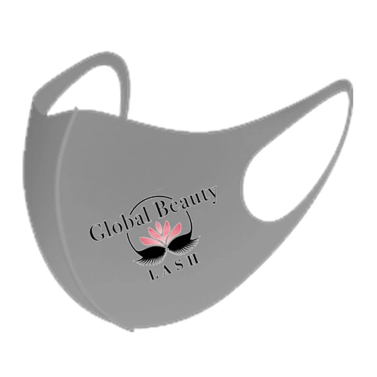 

Low MOQ Unique Fabric Sublimation Printed LOGO Ice Silk Gift Face Mask Party Mask With Logo For Kids Adult
