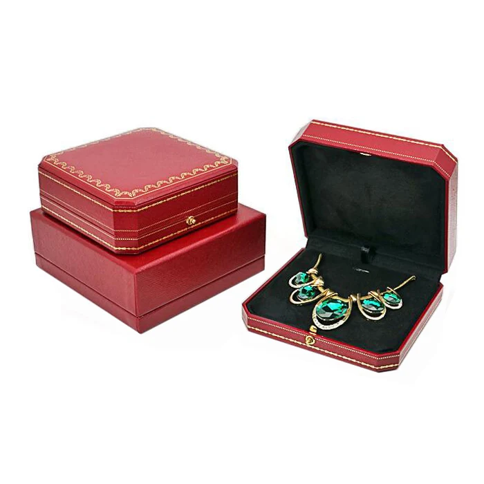 custom superior quality octagonal low moq leatherette paper necklace box for brand jewellery