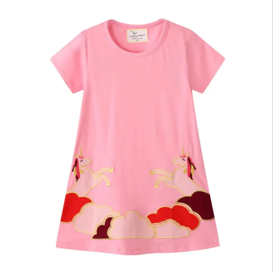 

High Quality Girl Long Sleeve Cartoon Stripe Cotton T-Shirt Dresses Kids Clothing girls summer dresses baby, Picture shows