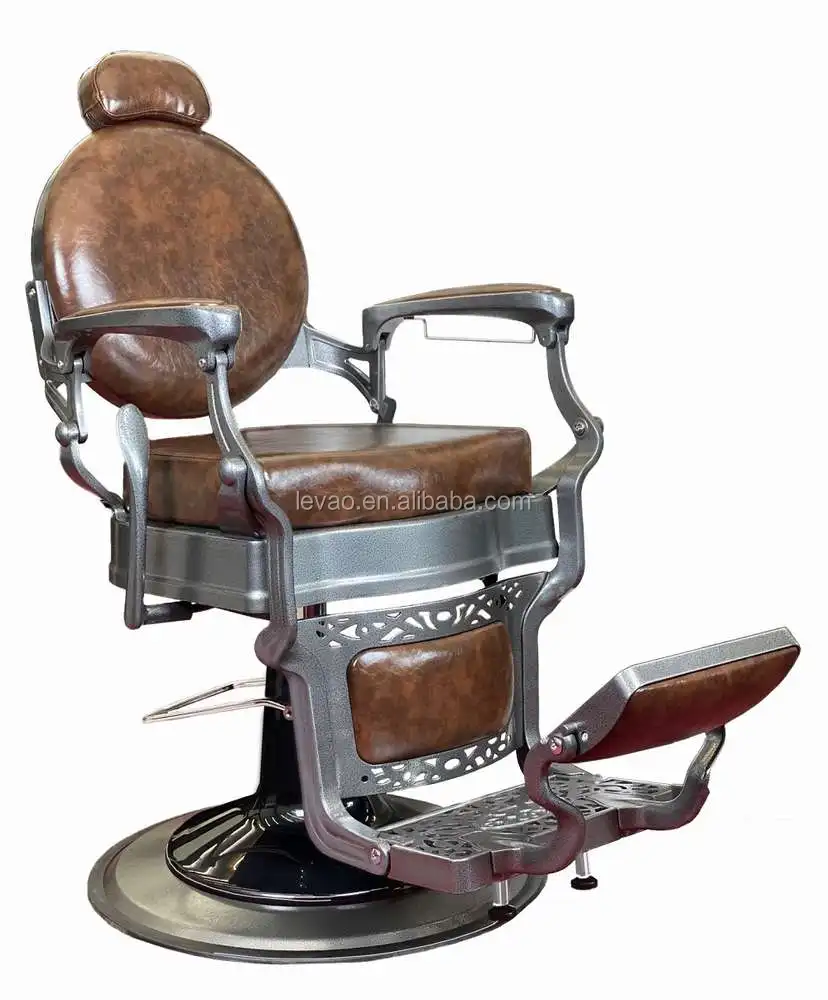 Vintage Brown Barber Chair Salon Hair Equipment Retro Barber Chair