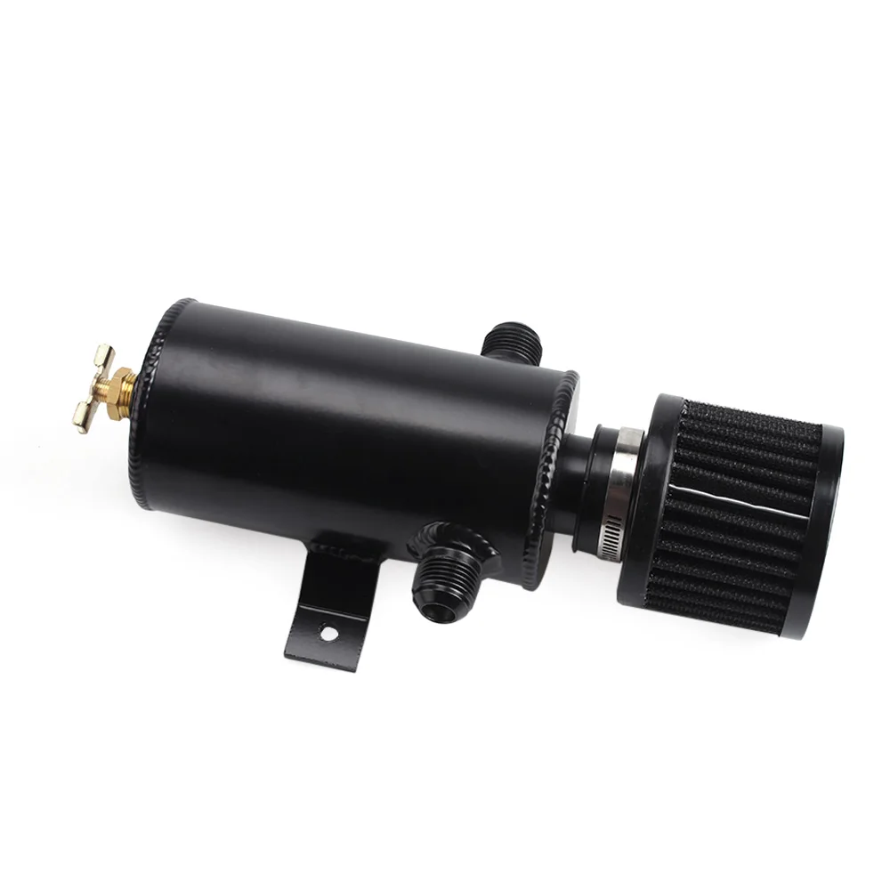 

Universal AN10 Black Aluminium Car Baffled Engine 750ml with Twin Port Breather Filter Kit Oil Catch Can
