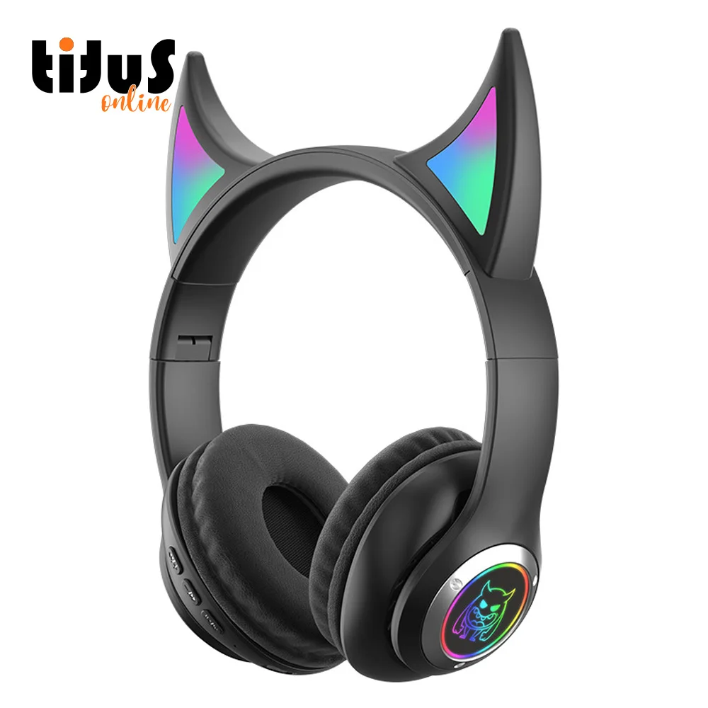 

STN29 over head leading children headphone audio rgb tf card cat ear wholesale glowing kids noise cancelling wireless