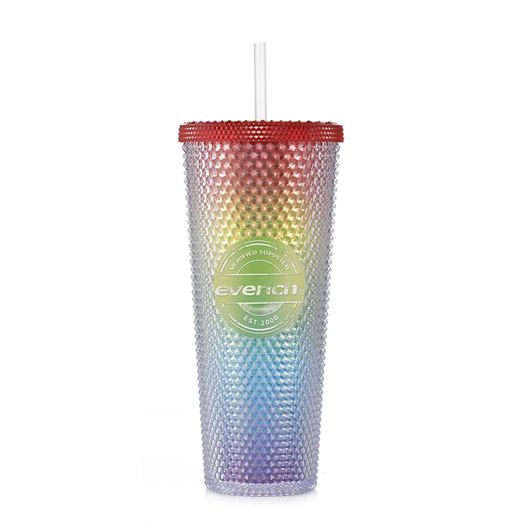 

2021 black and gold matte studded reusable cold color changing cups tumbler with lid and straw Stainless Steel Skinny tumbler, Customized color