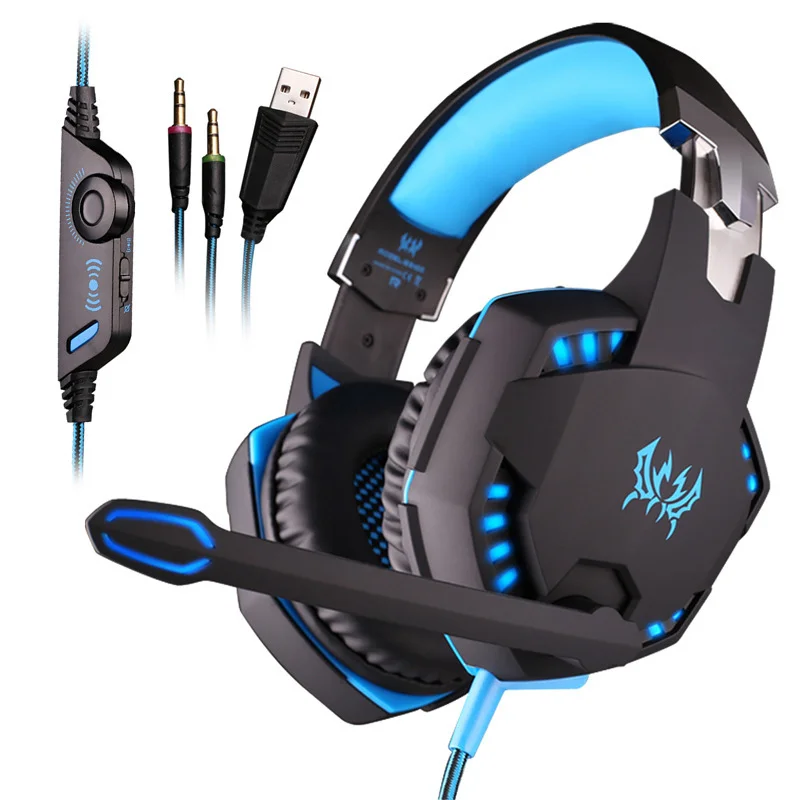 

Factory Computer Stereo Gaming Headphones Kotion EACH G2000 With Mic LED Light Earphone Over Ear Wired Headset For PC Game
