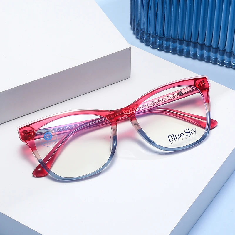 

Korean Design Multi Colored Acetate Frames Anti Blue Light Blocking Optical Eyeglasses For Women Men