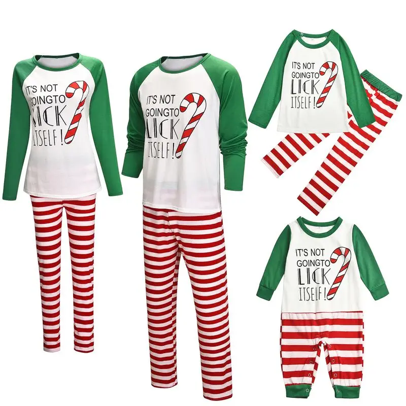 

Wholesale Kids Baby Girls Women Stripes Christmas Pyjamas Two Piece Sleepingfamily Matching Christmas Pajamas