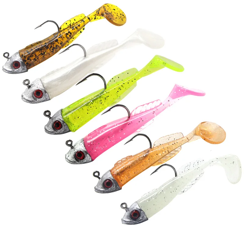 

wholesale 21.5g 5.6cm worm lure plastic lead head jigging fishing jig soft bait saltwater, 3 colors