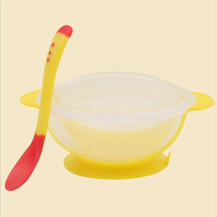 

Spill-Proof Stay-Put Silicone Baby Bowl and Spoon for Kids Baby