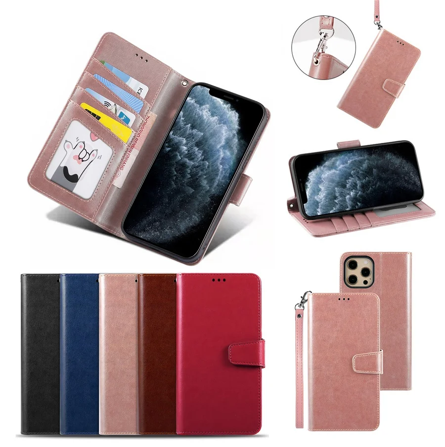 

Hot Selling Luxury Card Slot Wallet Phone Leather Case Bag For iPhone 13 12 11 Pro X XS Max 7 8 Samsung S21 A22 A32 Flip Cover