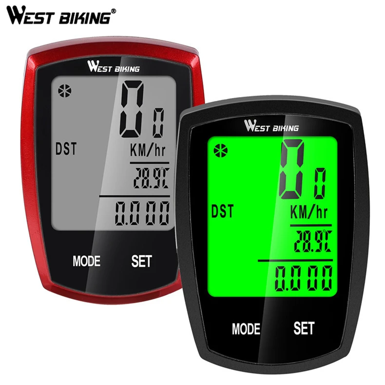 

Bike Computer Screen-touchable Speedometer Digital Odometer Cycling Computer Wired/Wireless Exercise Bicycle Computer, Black/red