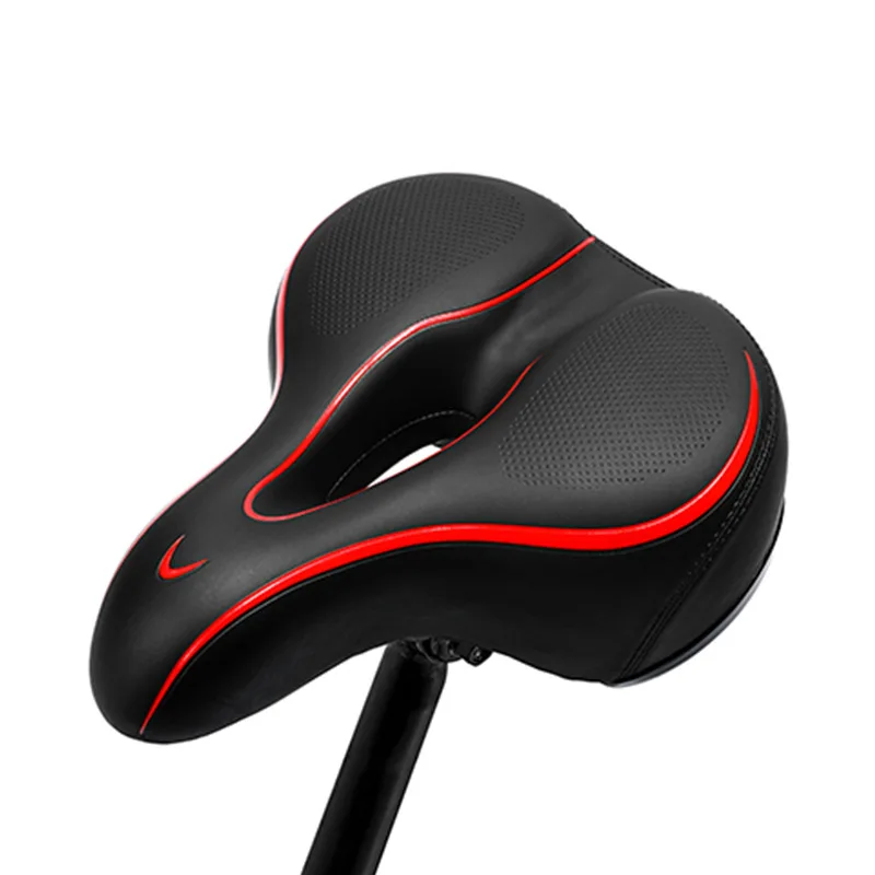 

Hollow wide saddle Foam Padded Soft bicycle saddle With Reflective Strip Plastic/PVC black