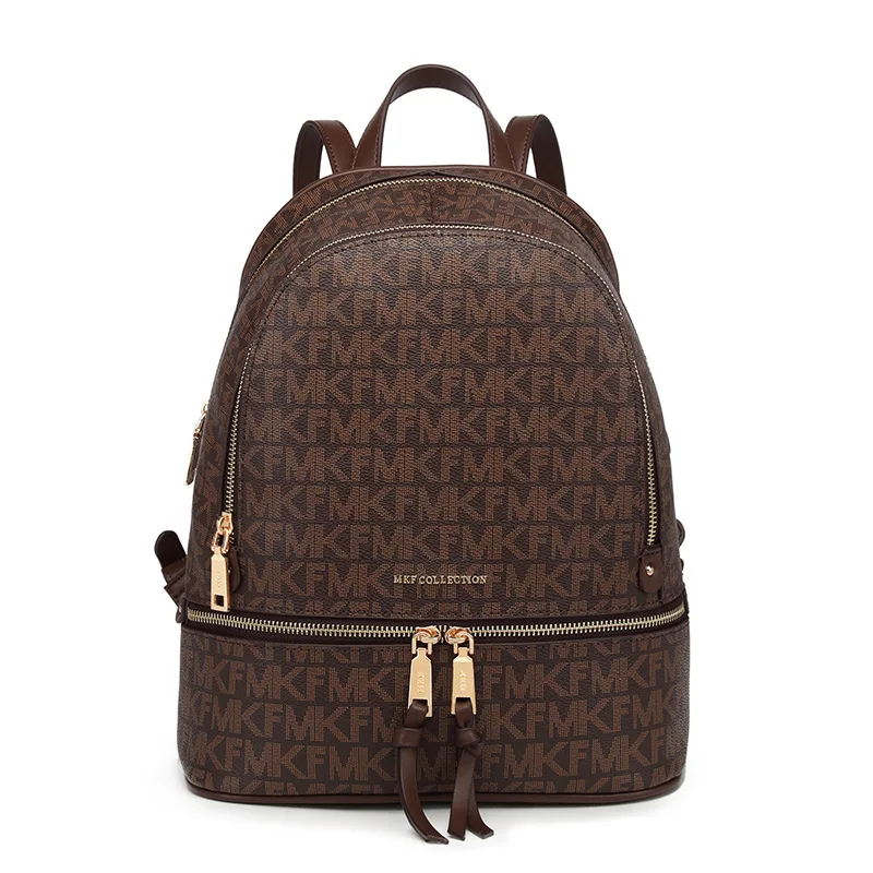 

Custom Leather Backpack Women Korean Style Fashion Women Mk Backpack 2 Color White Brown Alphabet Travel Bags For Packaging