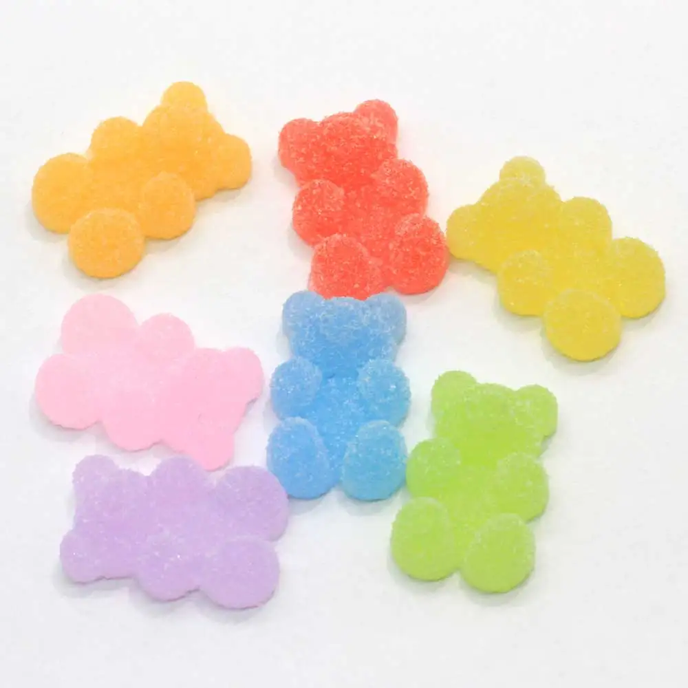 Customized 100pcs Candy Gummy Bear Matte Pendant Making Accessories Jewelry Making Essentials High-Quality Resin Beads
