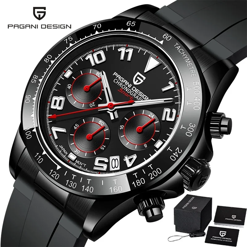 

Latest Top Brand PAGANI Design PD 1687 Men's Quartz Watch Luxury Men's Sapphire Glass Fashion Rubber Waterproof Luminous Watches, Shown