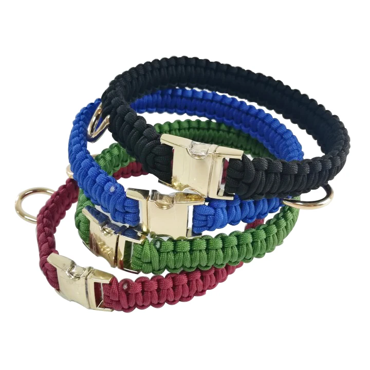 

2021 new arrivals custom OEM nylon rope collier de chien de perro 40cm paracord tactical spiked dog training collar, Over 200 colors for your choice