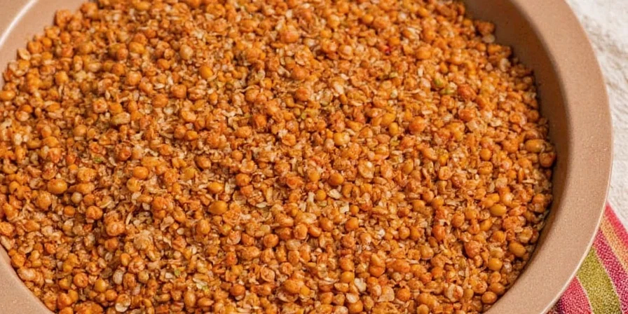 Plated lentil dishes with garnishes