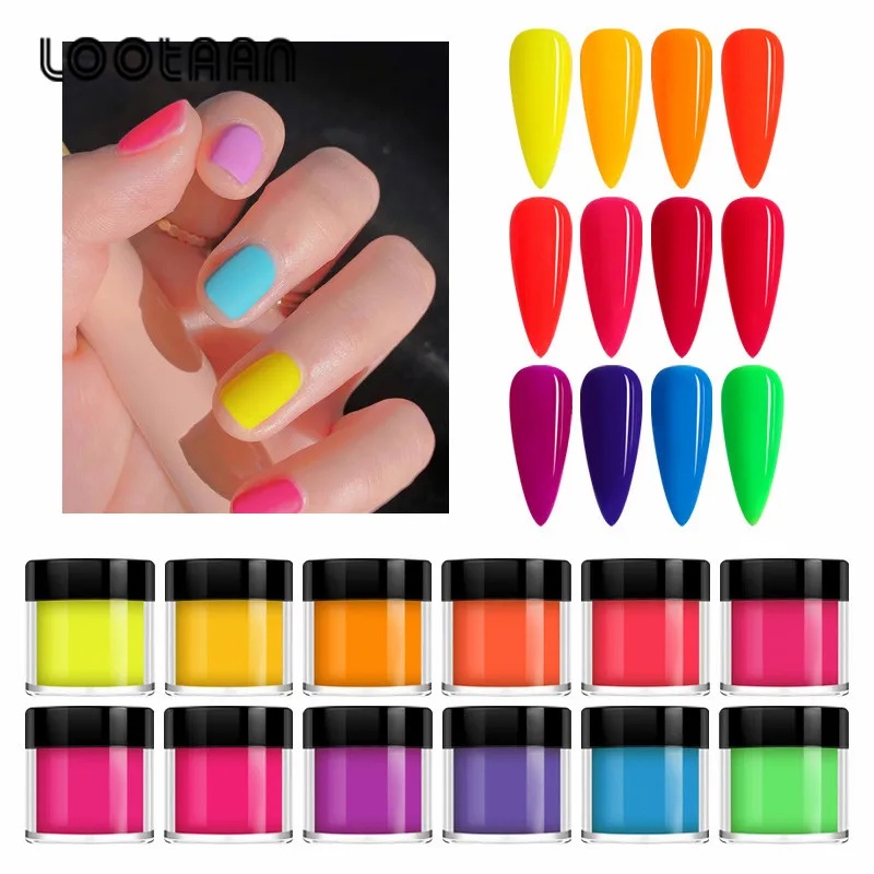 

12 Colors 3 In 1 Fluorescence Custom Recycling French Acrylic Powder Bulk Vendors Liquid Nail Dipping Starter Kit Flock For Nail