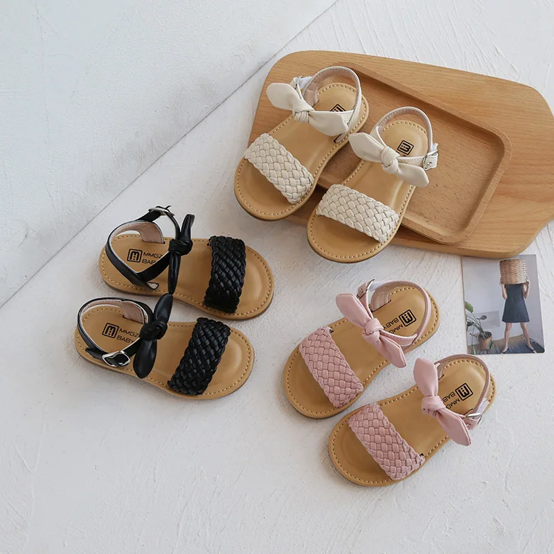 

Hot selling beautiful children shoes 2021 Spring and summer bow cute princess shoes Flashing diamond girls sandals kids, Pink,green,beige