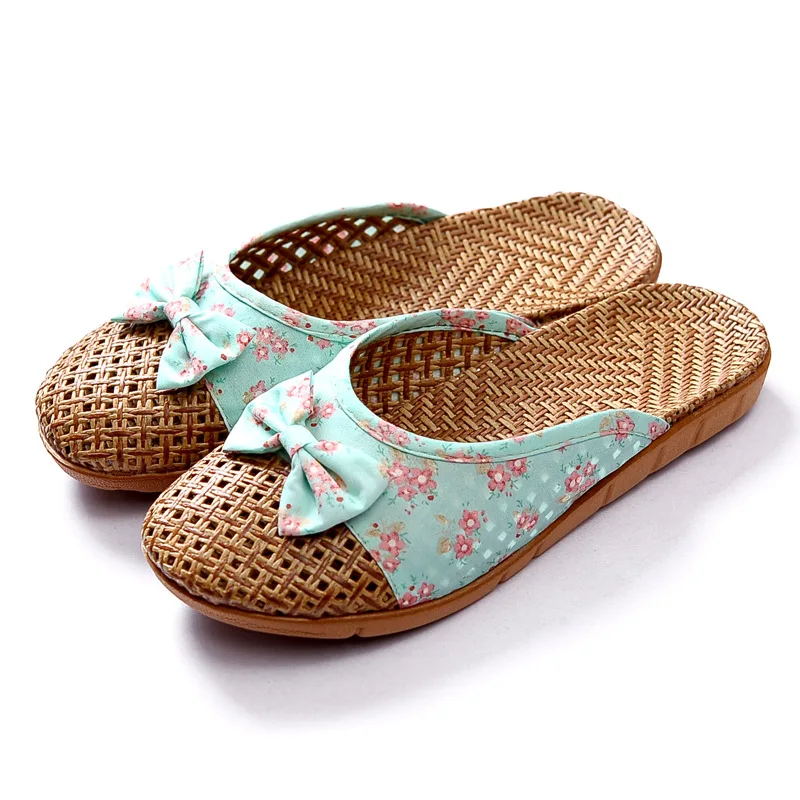 

Indoor Cotton Flax Home Slippers Non-Slip Casual Man Women Sandals Made By Rattan, Brown