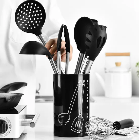 

Heat-resistant Amazon Cooking Tools Bundle 11pcs Kitchen Utensils Sets, Black,