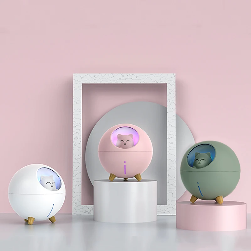 
small cat diffuser essential oil face led portable usb 220ML cute rechargeable mist h2o car mini aroma air humidifier 