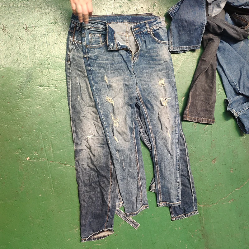 

High grade container cotton men tees used clothes bales quality pants men used jeans clothing, Multicoloured