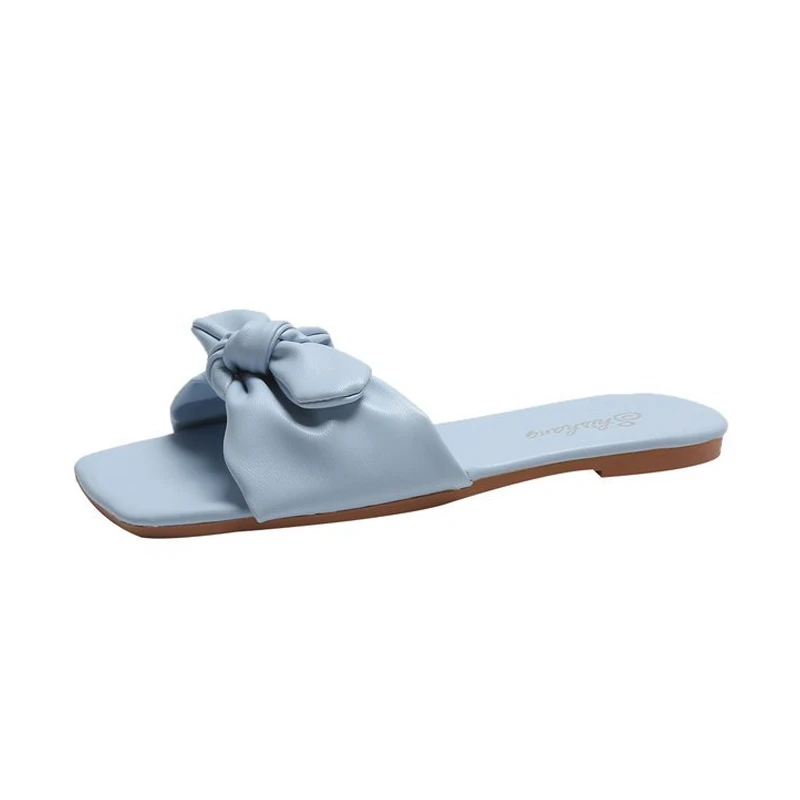 

Custom Model Women Bowknot Slippers All-Match One Cloud Flat Mocassin Shoes Temperament Fashion Beach Slippers