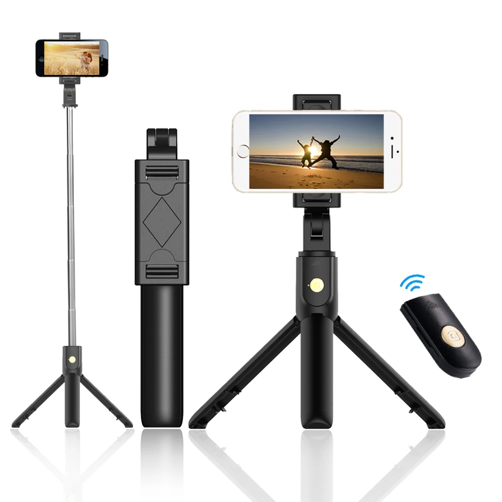 

2021 new arrival hot selling wireless selfie stick rotation flexible selfie stick remote K07