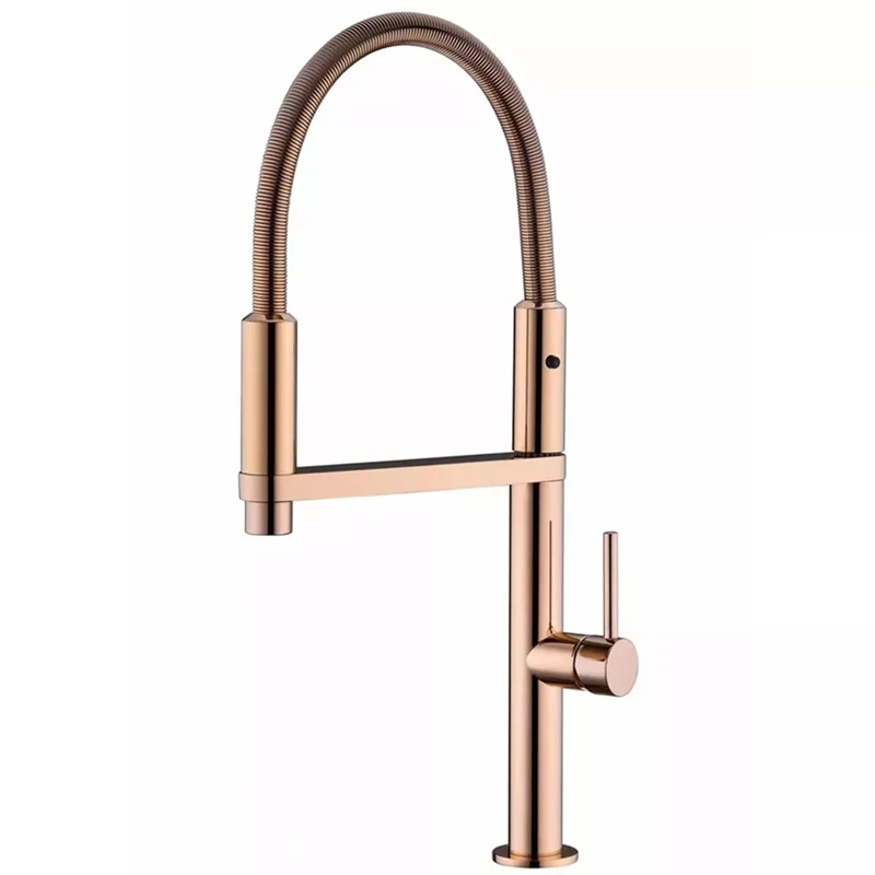 

Rose Gold Pre Rinse 360 degree rotating kitchen taps Spring Pull down Kitchen sink Faucet