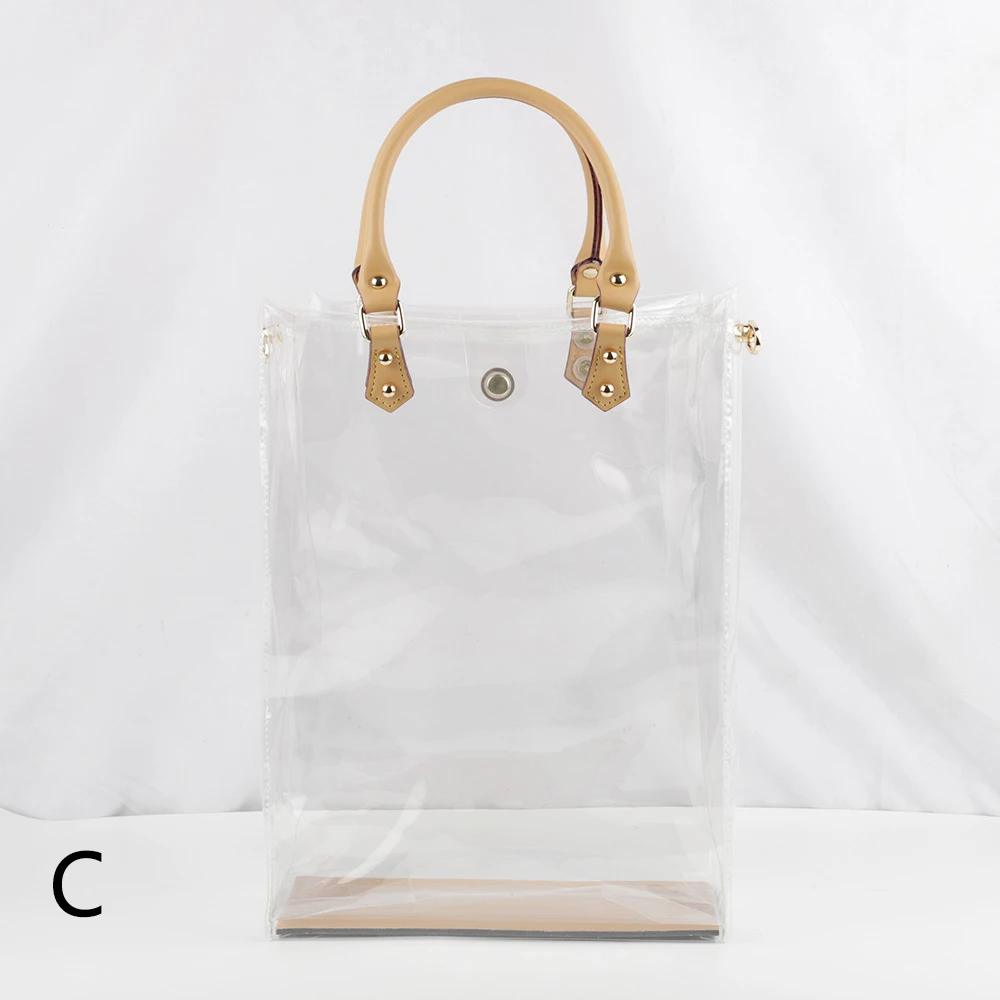 

New Designer Plastic purses and handbags for women, Vinyl Clear Transparent Bag with leather handle