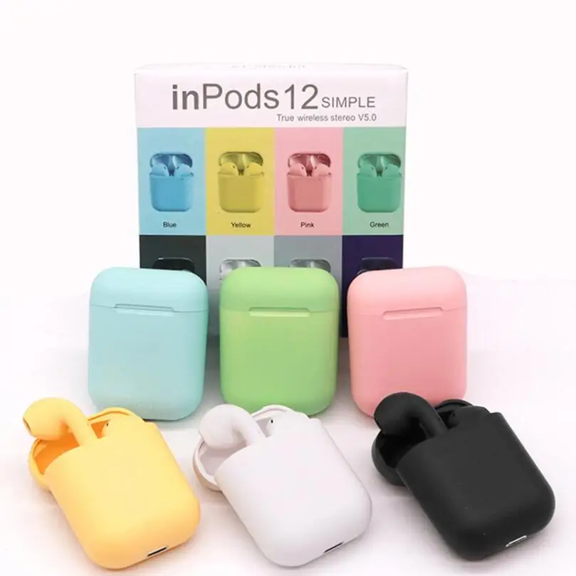 

InPods 12 i12 Macaron TWS 8 Colors Mini True Wireless Earphone Audifono BT 5.0 Earbuds Matte Pink Green Yellow Blue in Box