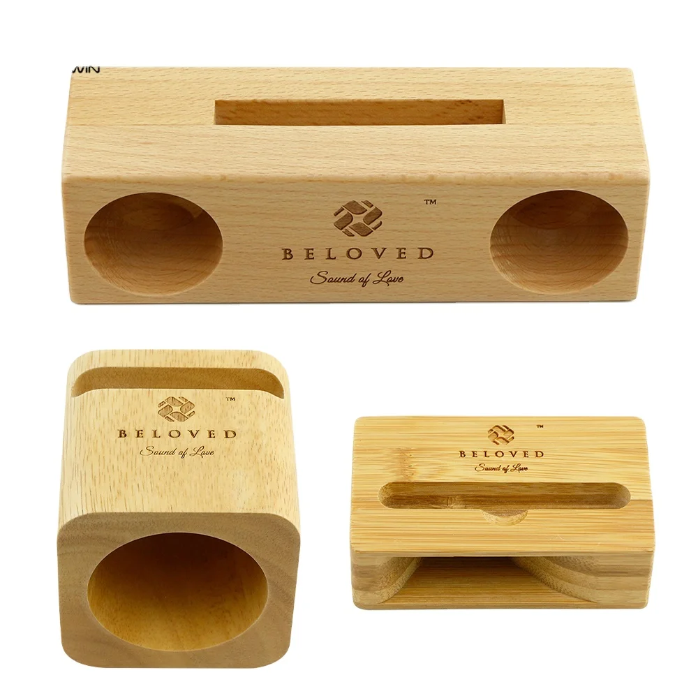 

2020 New Bamboo Cell Phone Stand with Sound Amplifier Natural Wooden Desktop Mobile Phone Holder, Natural wood color