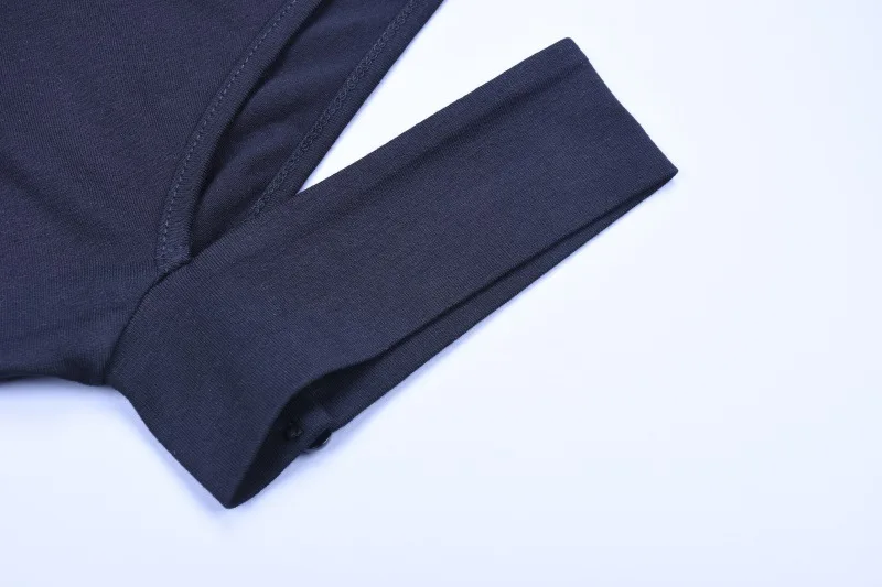 Long Sleeve Cotton Halter One Shoulder Sexy Bodysuit Women Solid