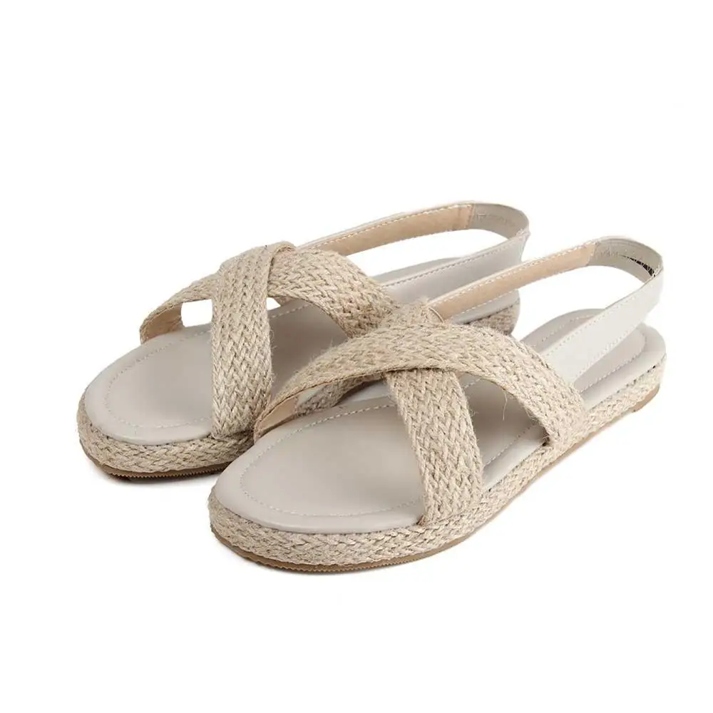 

2020 Fashion Espadrilles Sandals Women Open Toe Flat Sandals Synthetic Wholesale Slip On Flat Sandals