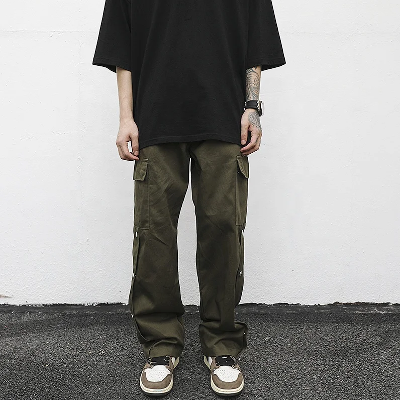 

Fog side button cargo pants mens dropshipping stock popular mens pants streetwear