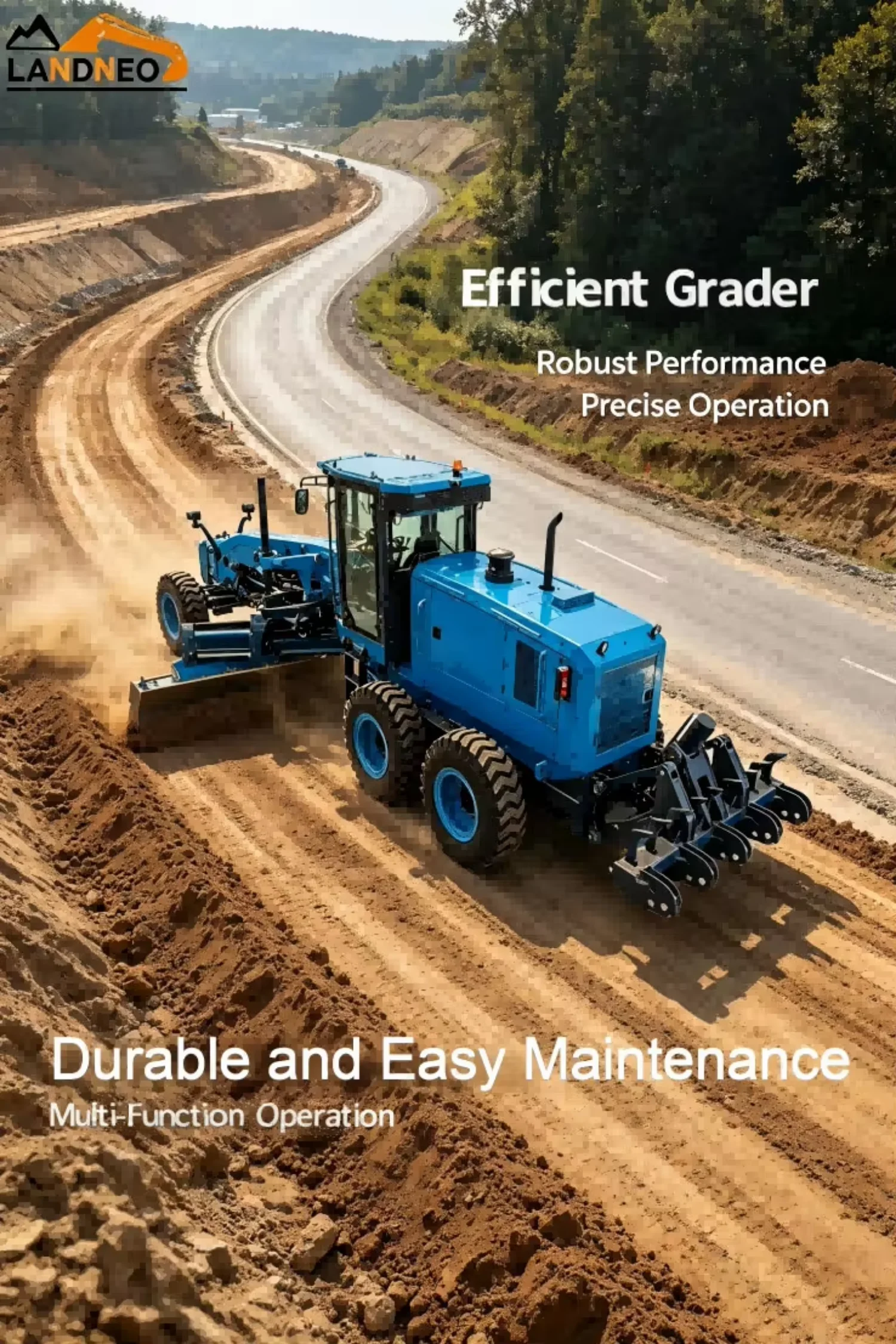 Motor Grader 215HP Cummins Engine 16.8 Ton Road Grader for Highway Construction and Earthmoving
