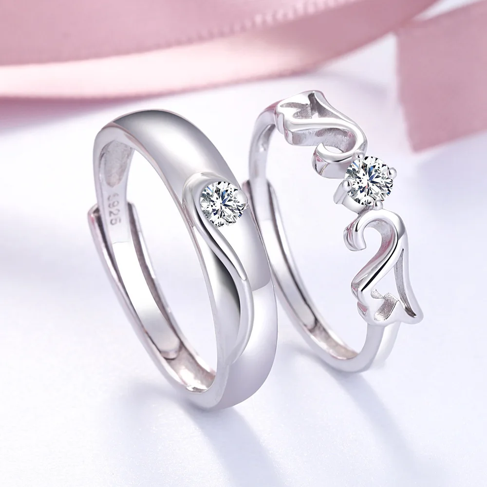

Personality S925 Sterling Silver Couple Ring Pair Jewelry Man And Woman, Picture shown