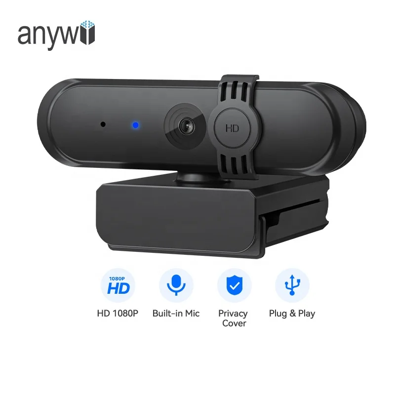 

Anywii full hd web cam usb camara web 1080 30 fps 2mp webcam 1080p with privacy cover and microphone