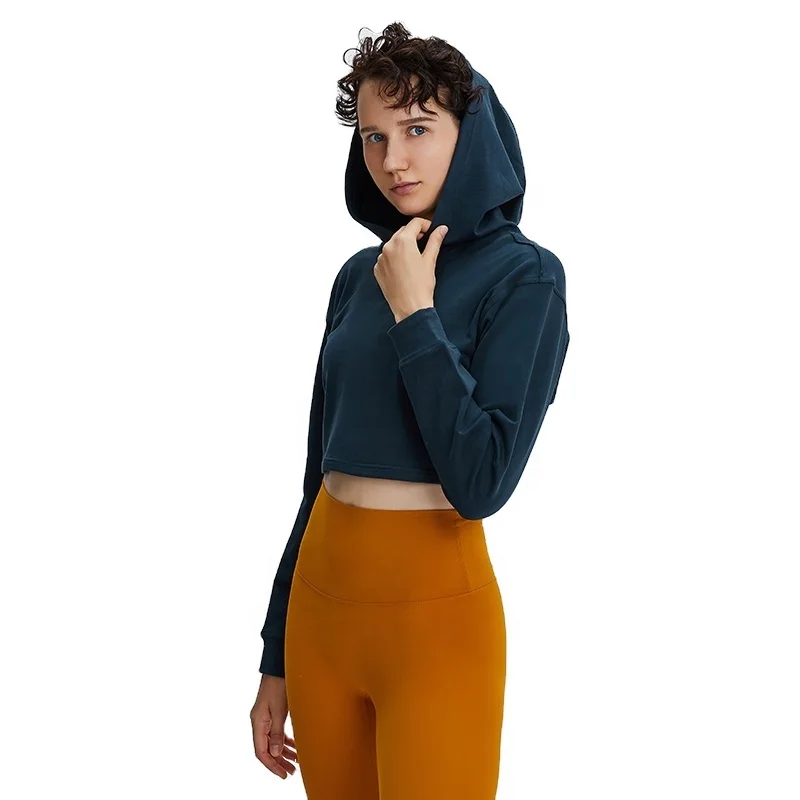 

wholesale custom Cotton short Hoodie women's hoodies & sweatshirts crop top hoodie