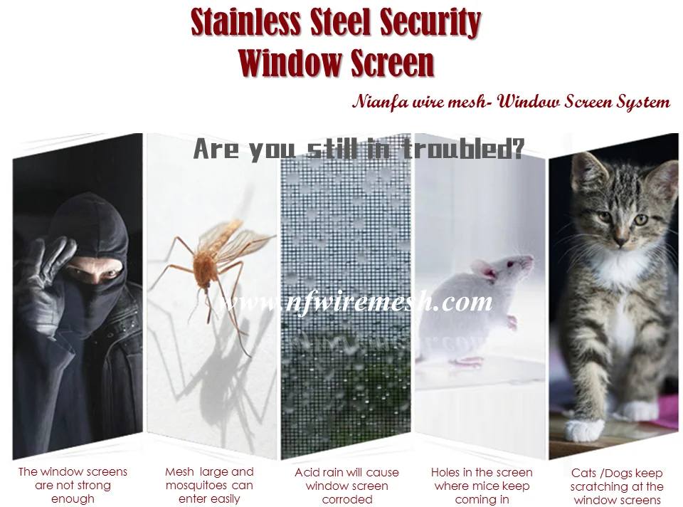 Stainless Steel Security Window Door Shutter Anti-Theft Mosquito Magnet Insect Mesh(Guangzhou Factory)
