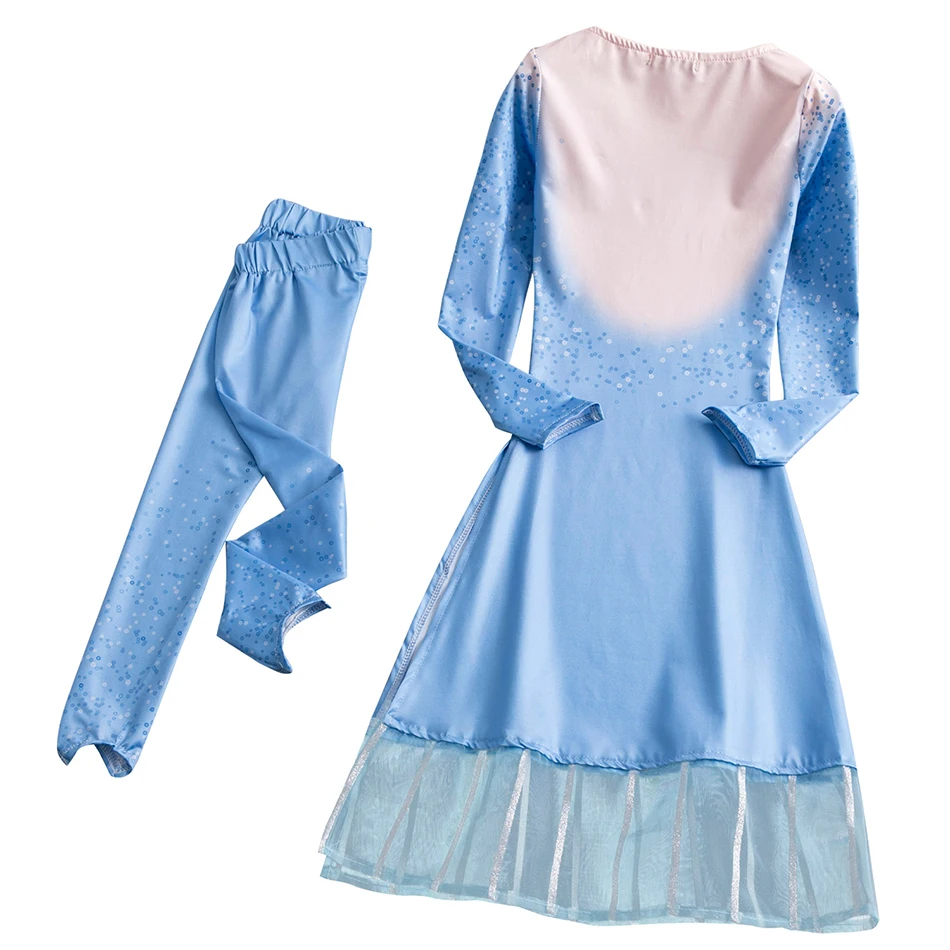 

2019 Film Snow Queen 2 set Dress Suit for Girls Princess Elsa Kid Cosplay Costume Halloween Child Elsa Disguise Clothing Set
