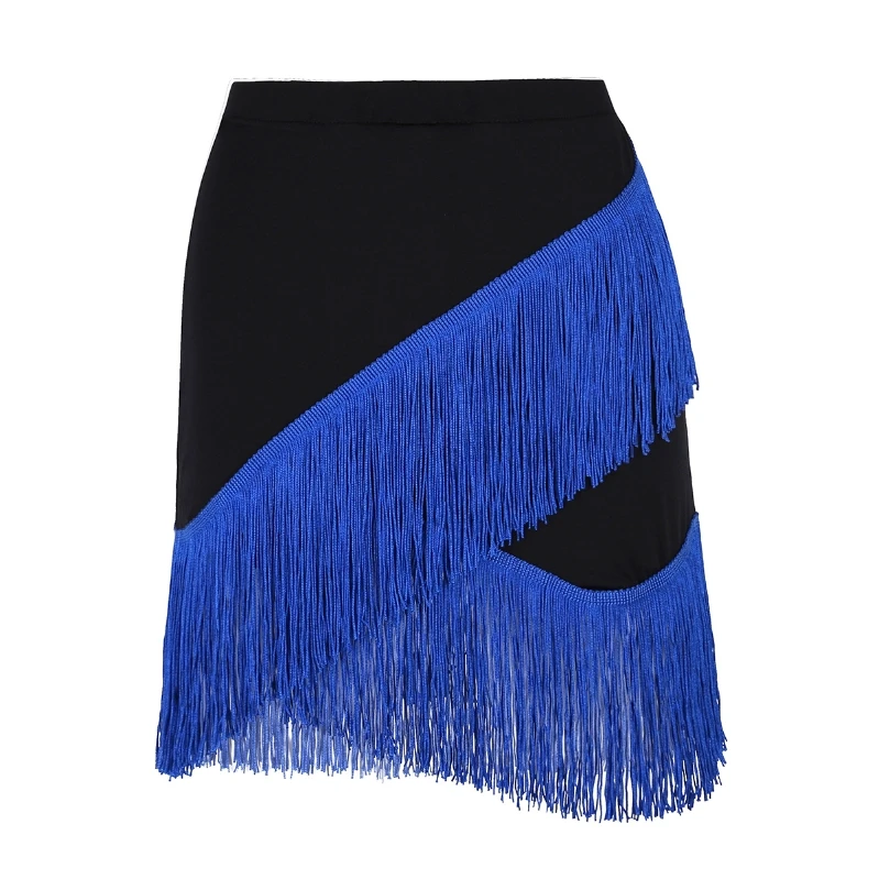 

Women Ladies Elastic Waistband Fringe Flowing Tassels Skirt Tango Rumba Dancewear Latin Skirt