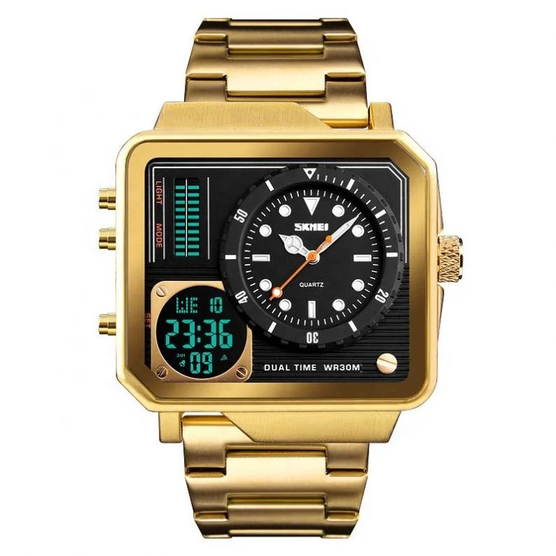 

Skmei Gold Digital Quartz Watches Japan Movt Hot Mens Watches In Wristwatches Top 2time, Rose gold, gold, black and silver