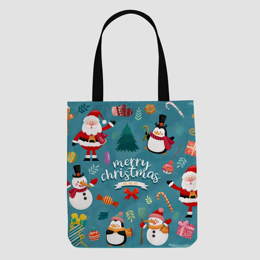 

2021 custom canvas hand shopping bags cosmetic clutch Christmas style wholesale handbags fashion trends for ladies men tote bag