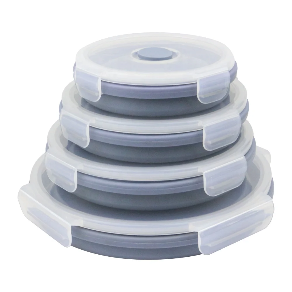 

Hot Selling Collapsible Round Shape Silicone Bowl Food Storage Box LFGB grade