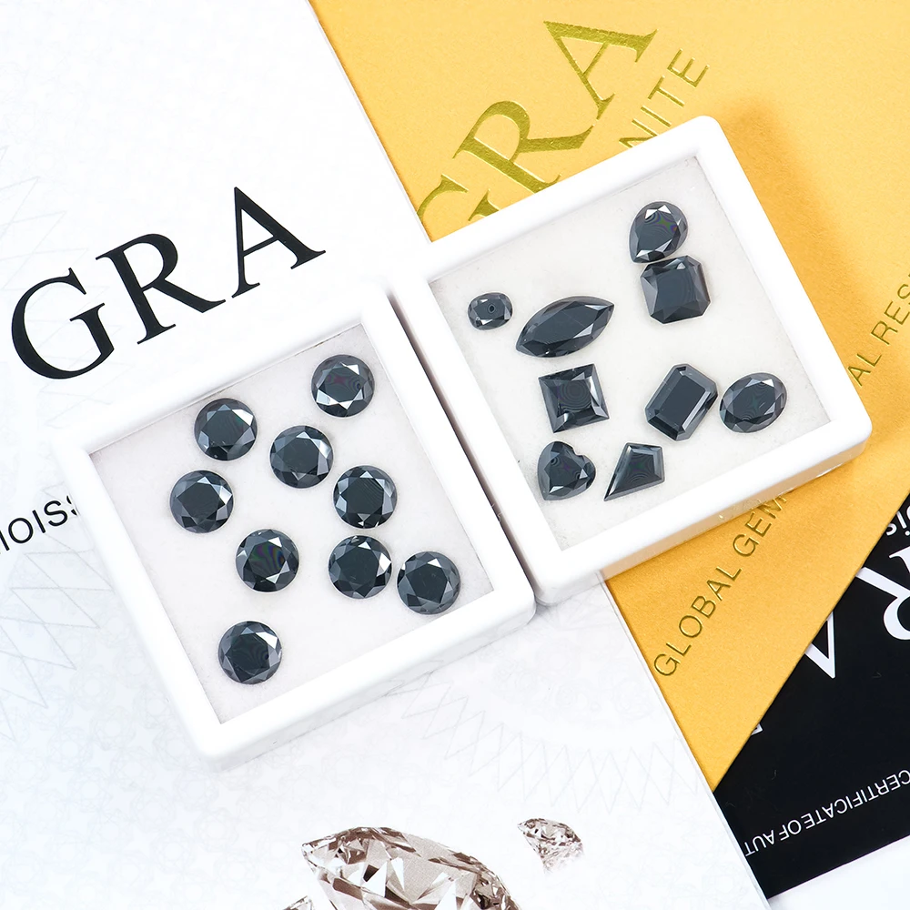 Xingyue Manufacturer 2024 Brand New Loose Gemstone 2-15mm Gra Vvs Emerald Round baguette Fancy Shape Cut Black Color Moissanite