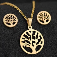 

Stainless Steel Necklace Earrings Sets Wholesale Wedding Fashion Bridal Gold Jewelry Sets Women