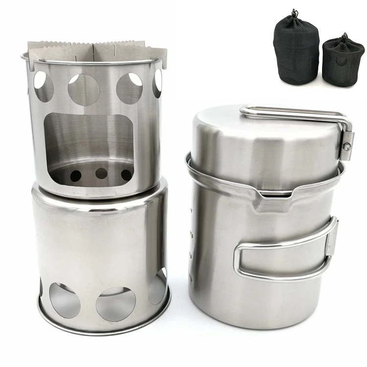 

outdoor portable stainless steel wood burning camp stove burner, Silver