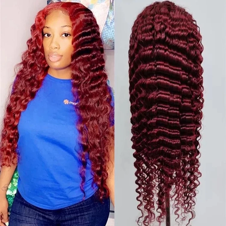 

Pre plucked Deep Wave Lace Wig 100% Align Virgin Brazilian Human Hair Curly Transparent Hd Lace Frontal Wigs For Black Women