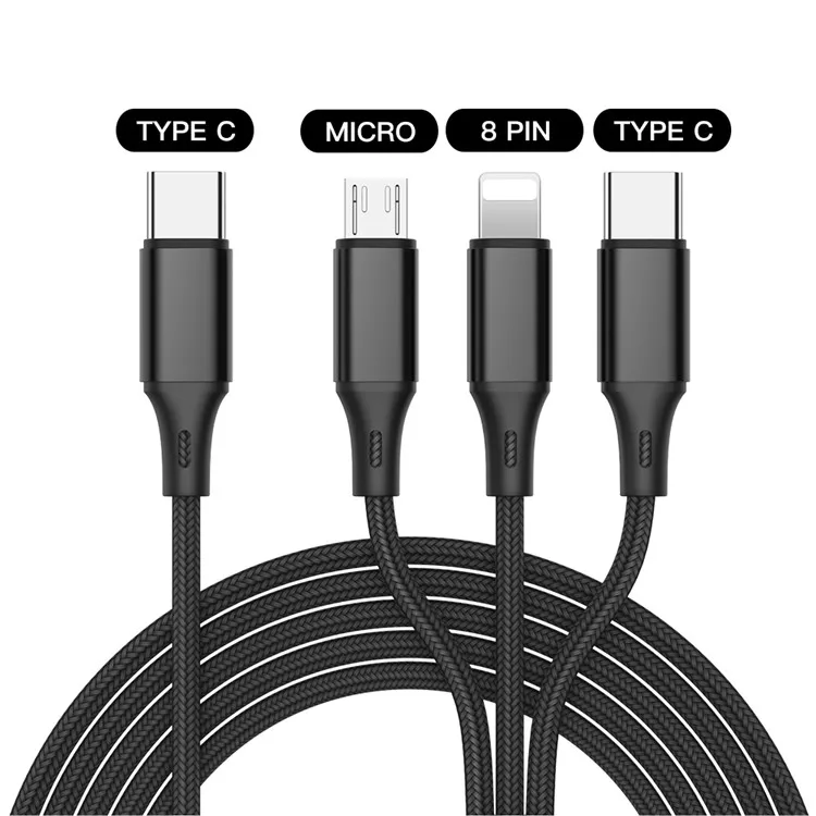Amazon hot sale 3A Fast Charging 1.25M 3 In 1 USB C Cable to Light ning For iPhone 12 USB C to MIcro Type C Charging Cable - ANKUX.COM